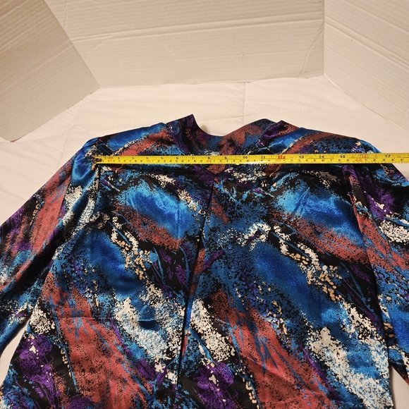 Vintage Michelle Stuart Sz M Magenta Paisley Cottagecore Blouse Retro Satin Feel - Picture 8 of 11